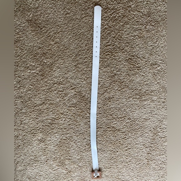 WHITE LEATHER WIDE WOVEN WICKER SQUARE BUCKLE BELT - Picture 10 of 15